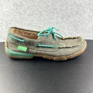 Twisted X ECO Boat Shoes Driving Mocs Womens 6.5M WDM0085 Western Outdoors Teal